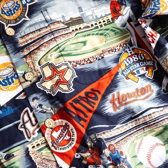 Reyn Spooner Astros Hawaiian Shirt XL Vintage Aloha Fanwear Baseball Collectible - Picture 4 of 6